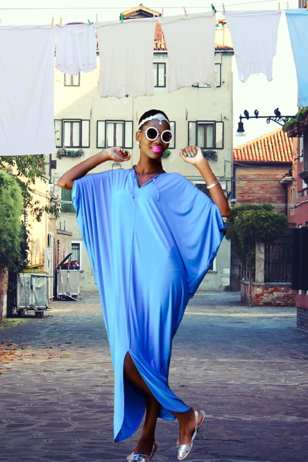 Blue caftan dress